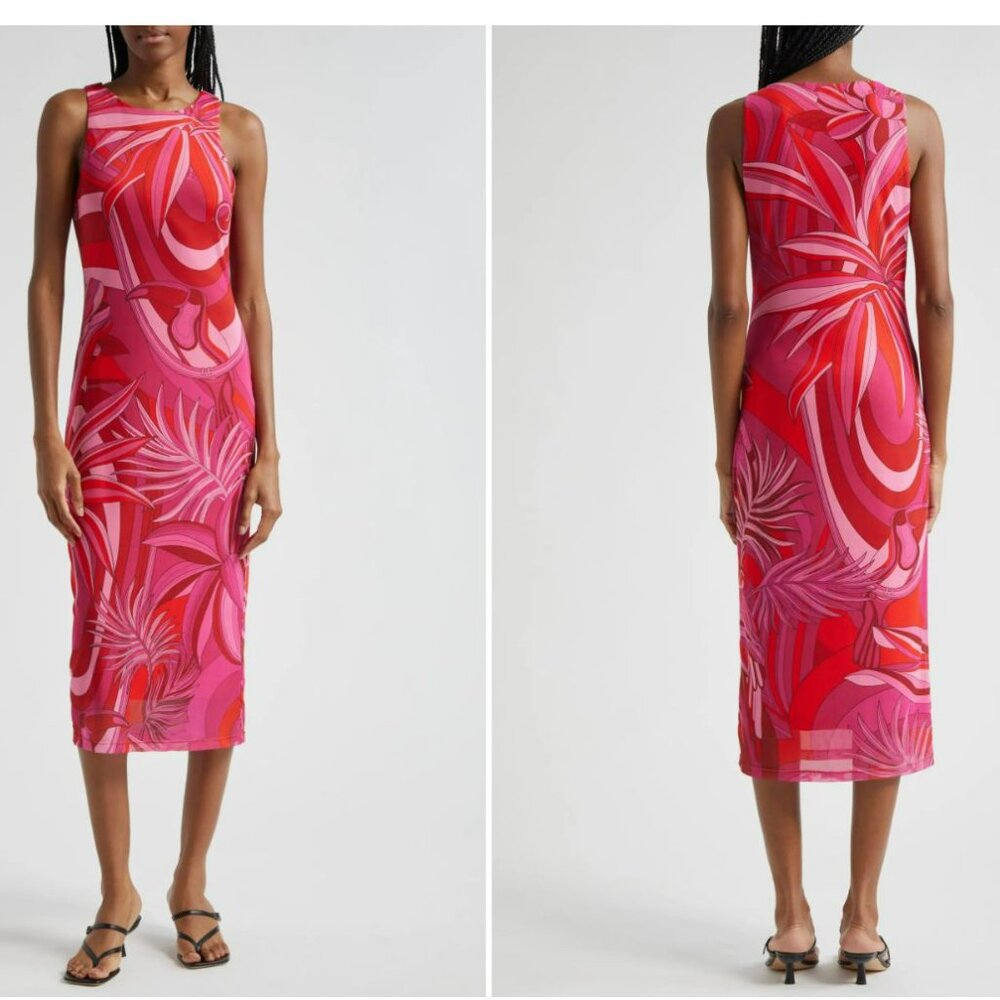 FARM Rio Endless Floral Stretch Tulle Midi Dress